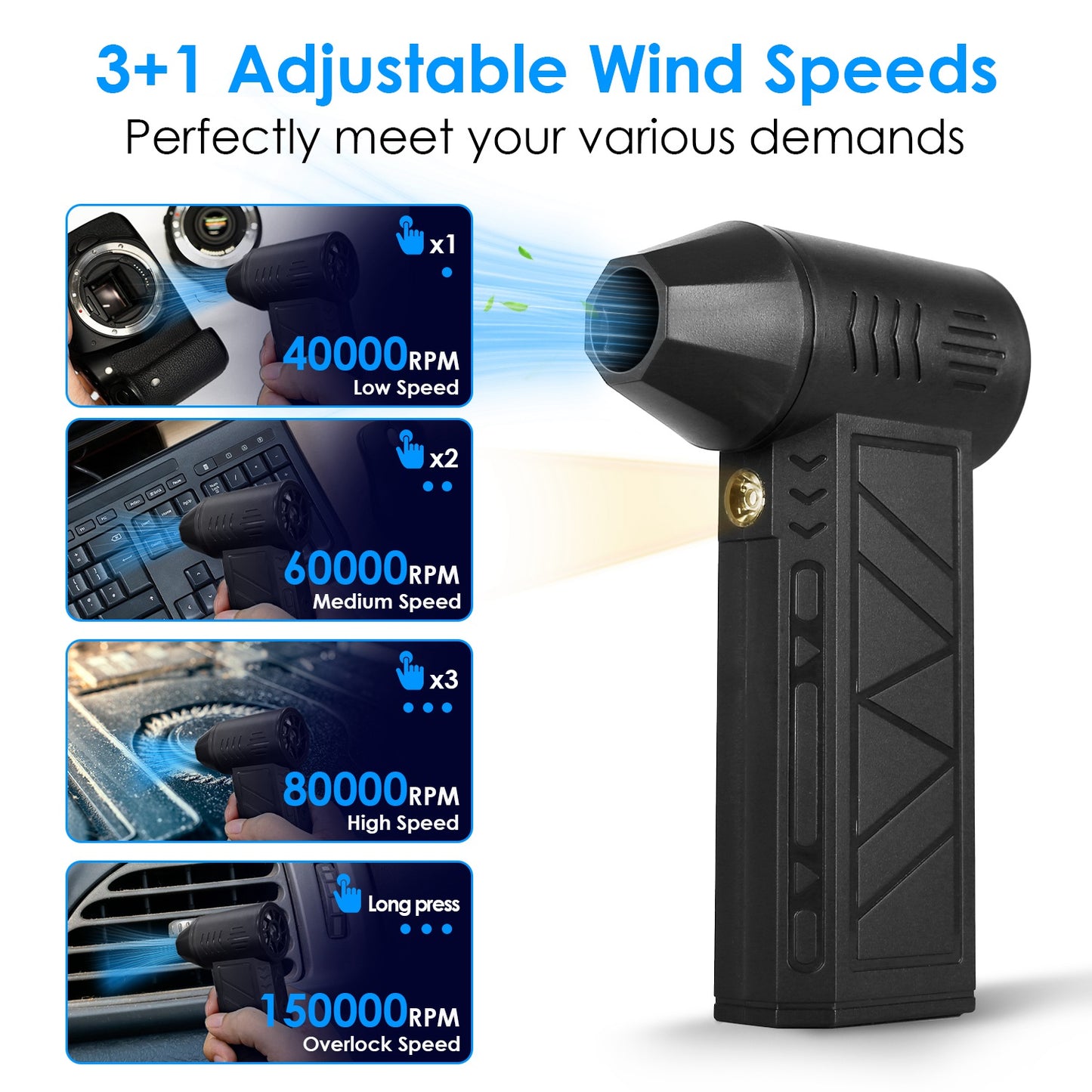 AirBlast Pro™ Cordless Air Duster – 150,000 RPM High-Power Cleaning Tool