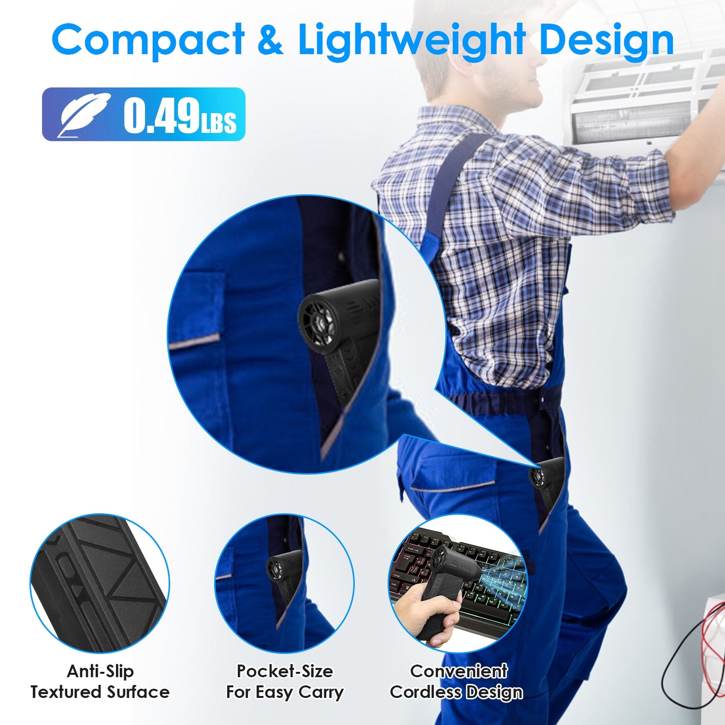 AirBlast Pro™ Cordless Air Duster – 150,000 RPM High-Power Cleaning Tool
